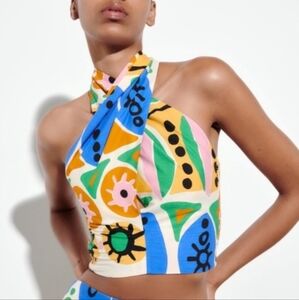 Zara Colorful Halter Neck Women Top